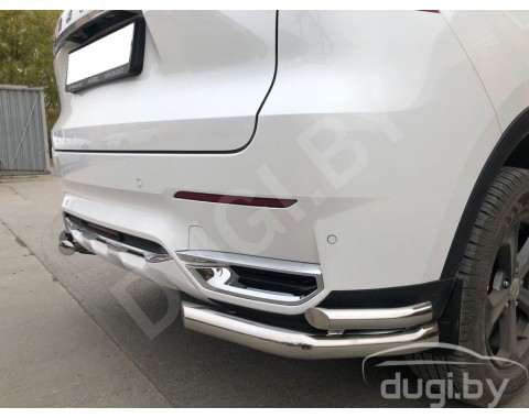 HAVAL F7 с 2018-н.в. защита заднего бампера двойные углы Mars D60/42 из нержавеющей стали